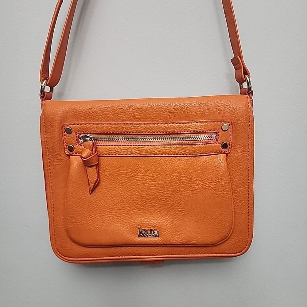 Kate Landry Handbag Purse Padded Tablet Pocket Orange Leather Bag